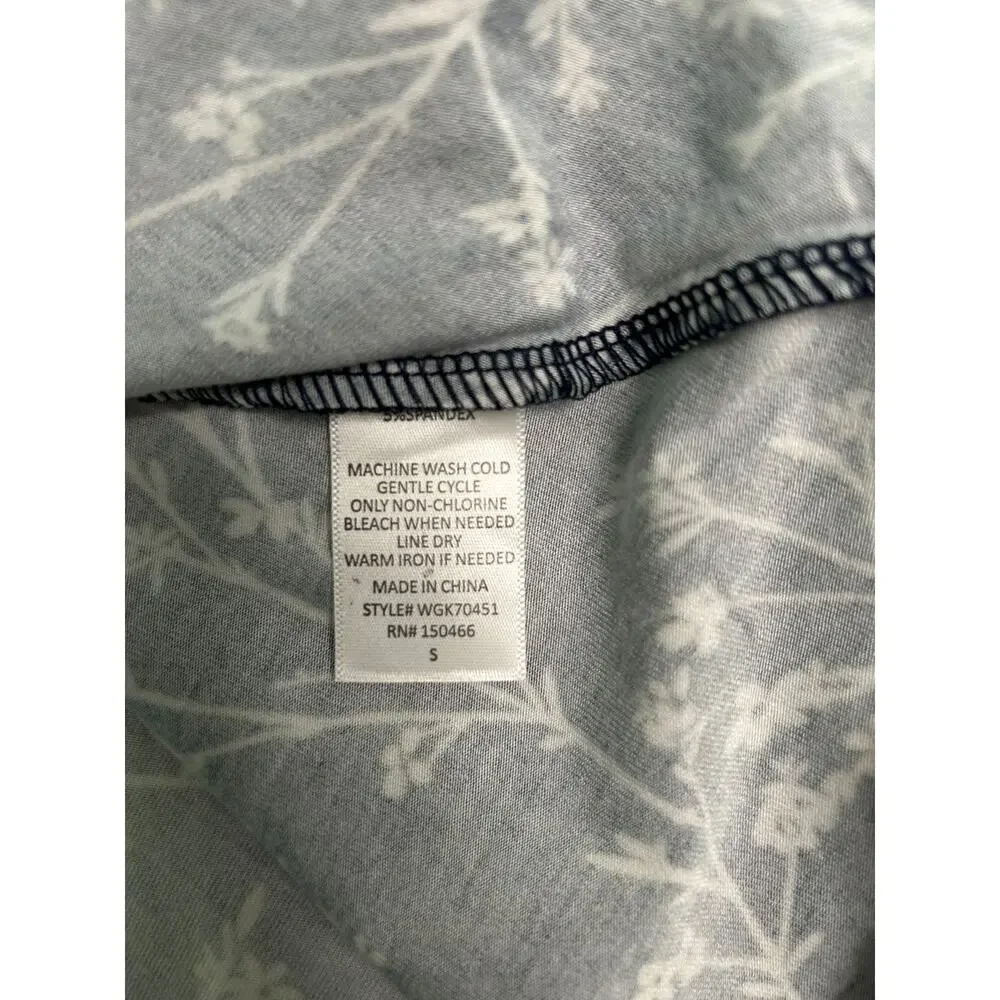 NWT 41 Hawthorn Elisse Navy/White Floral Faux Wrap Dress Flutter Sleeves-Small - Picture 7 of 12